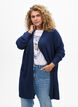 Ribbestrikket cardigan med lommer, Bl&aring;, Model image number 0