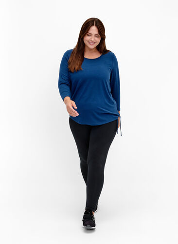 Treningsbluse i viskose med knytedetaljer, Blue Wing Teal, Model image number 2