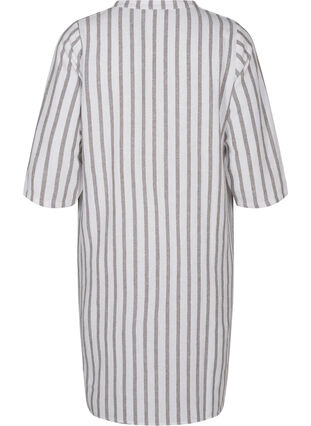 Zizzi Stripete tunikakjole i lin- og viskosemiks, White Stripe, Packshot image number 1