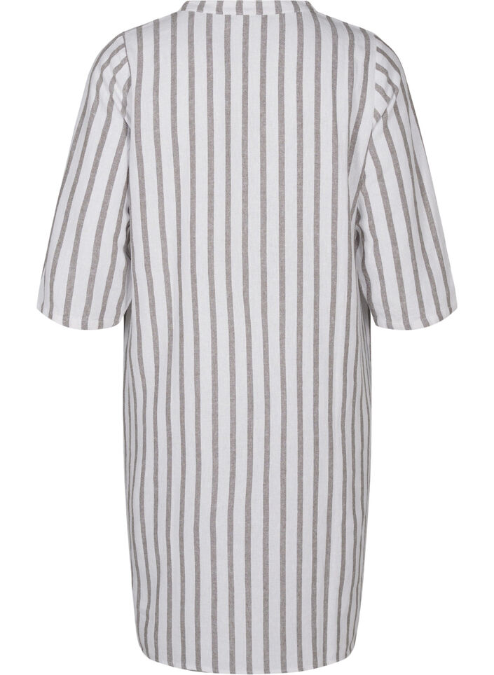 Stripete tunikakjole i lin- og viskosemiks, White Stripe, Packshot image number 1