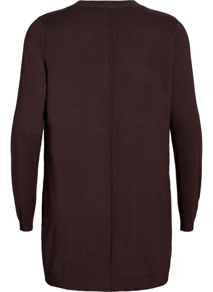 Lang, strikket cardigan i en viskoseblanding, Brun, Packshot image number 1