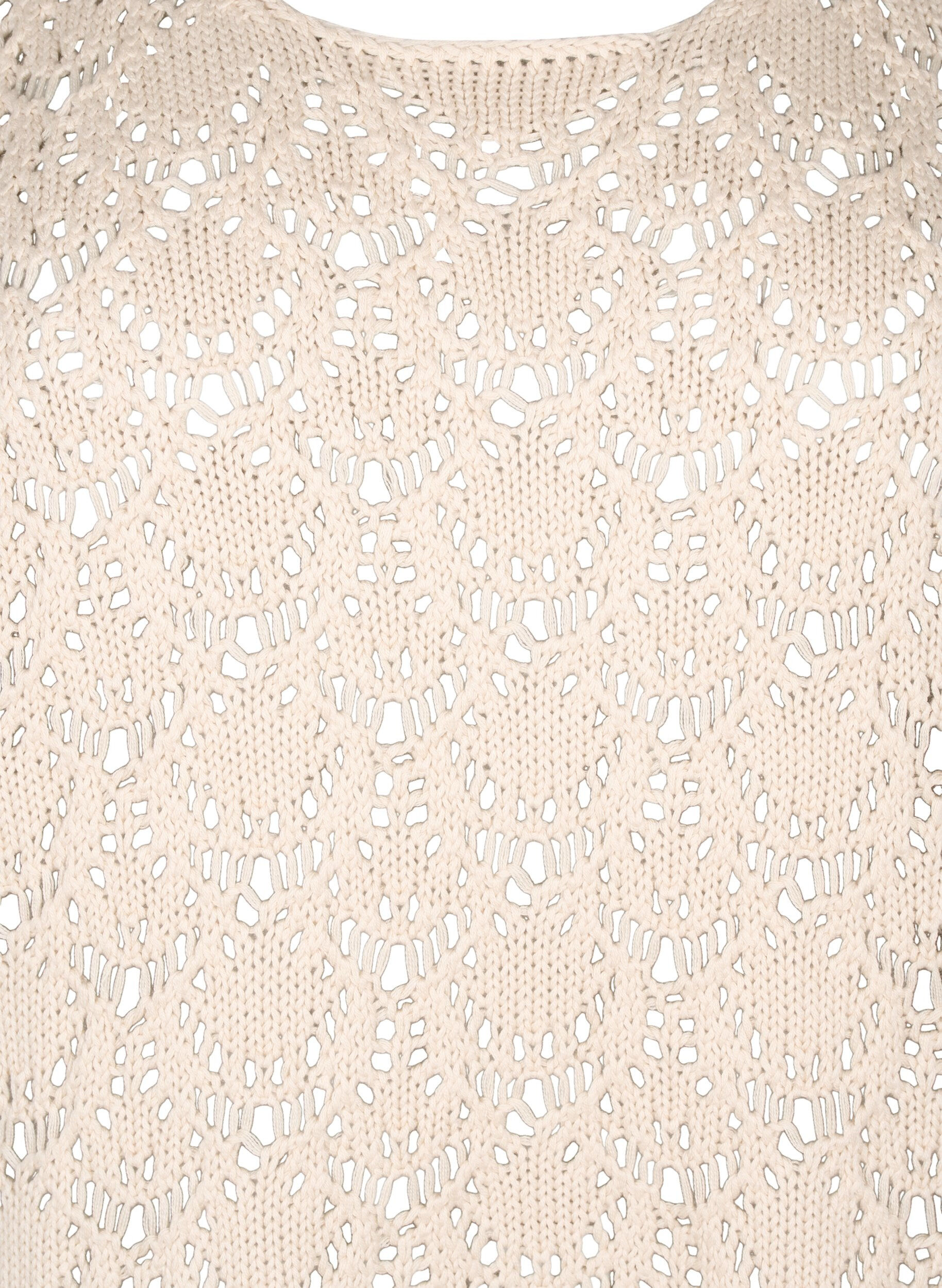 Zizzi Strikket bluse med korte flaggermusermer, Beige, Packshot image number 2