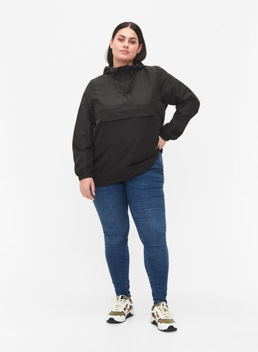 Anorak med hette og lomme, Black, Model image number 2