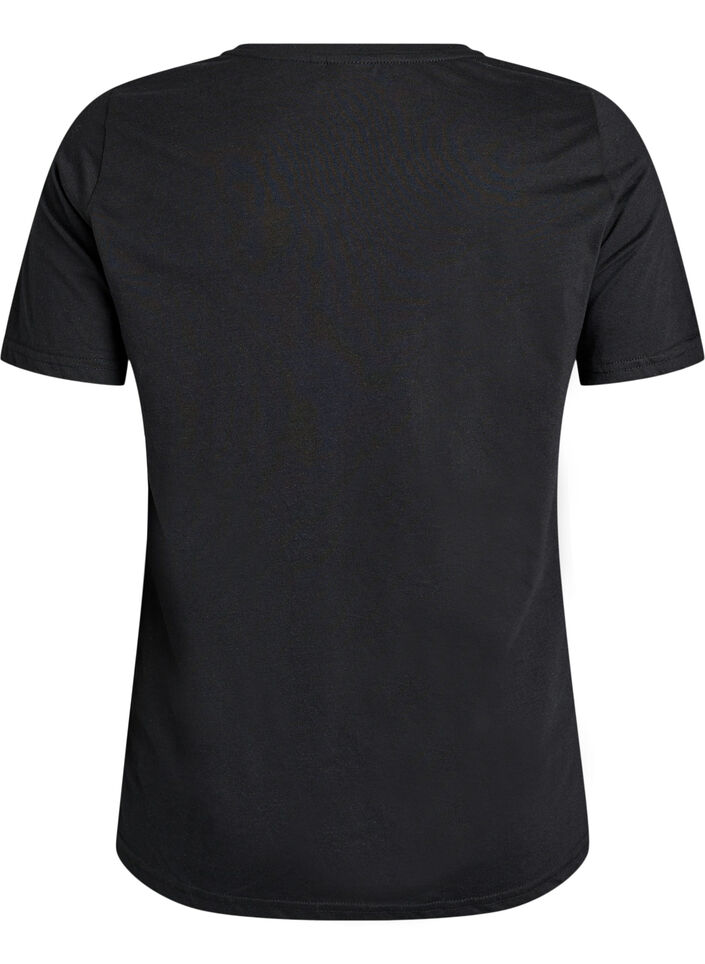 T-skjorte med trykk, Svart, Packshot image number 1
