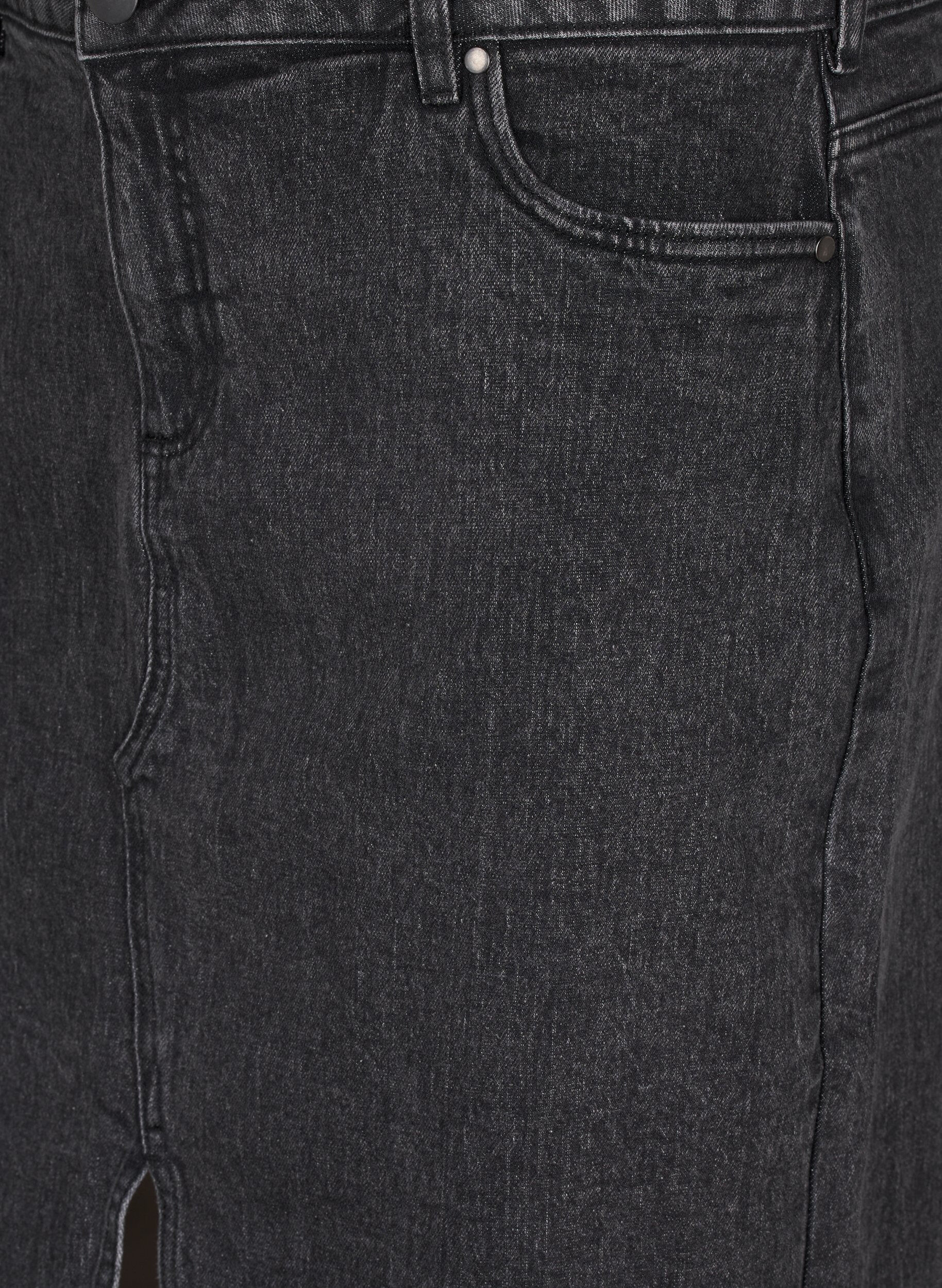 Zizzi Denimskj&oslash;rt med splitt foran, Dark Grey Denim, Packshot image number 2