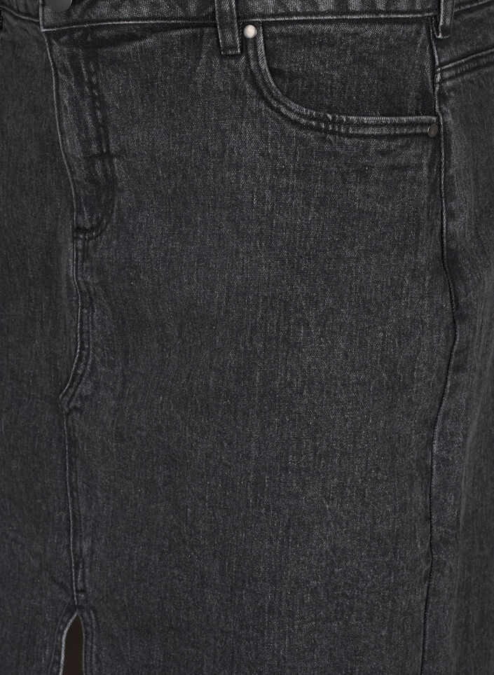 Denimskjørt med splitt foran, Dark Grey Denim, Packshot image number 2