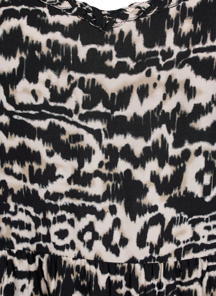 Midikjole med stropper og smock bakpå, Svart, Packshot image number 2