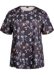 FLASH - T-skjorte med blomstertrykk, Black w. Flower