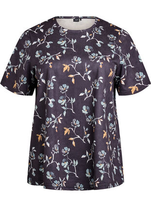 Zizzi FLASH - T-skjorte med blomstertrykk, Svart, Packshot image number 0
