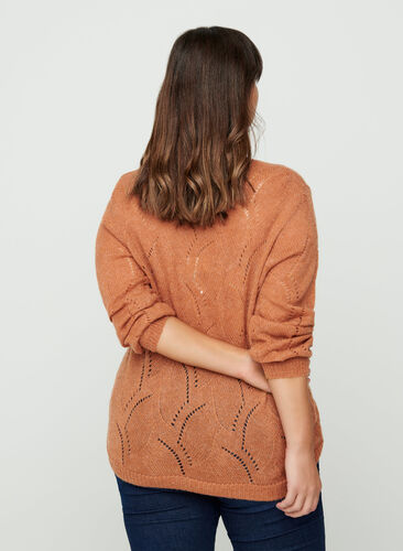 Mønstrete strikkegenser med ull, Amber Brown MEL, Model image number 1