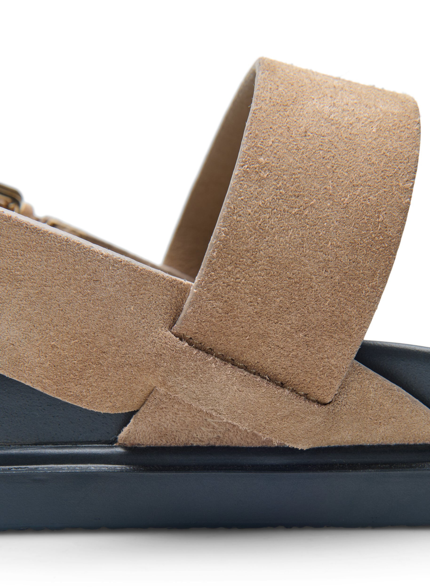 Zizzi Wide fit sandal i semsket skinn, Brown, Packshot image number 4