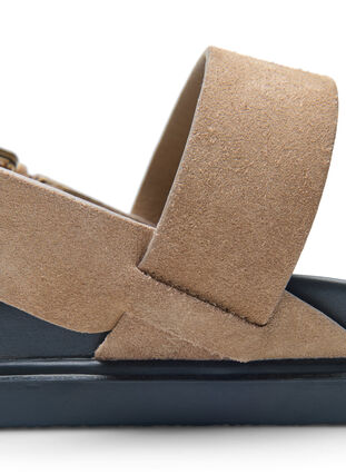 Wide fit sandal i semsket skinn, Brown, Packshot image number 4