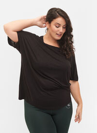 Trenings T-skjorte i viskose med rund hals, Black, Model