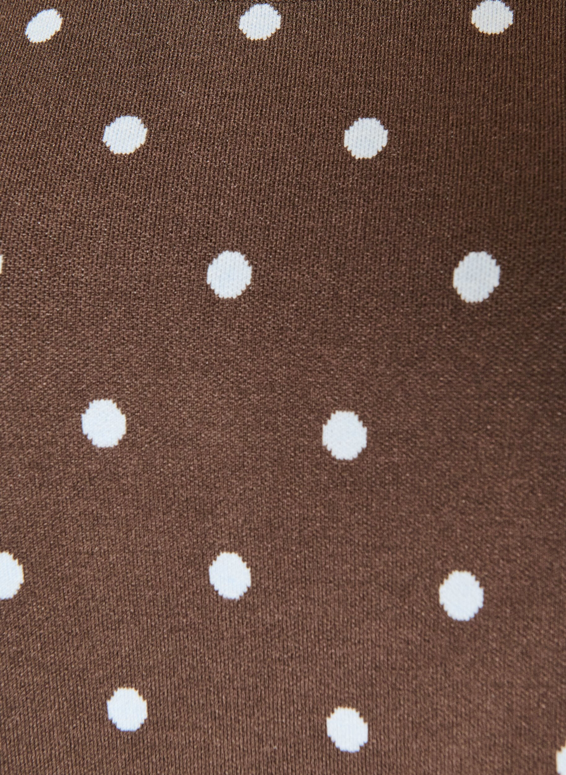 ZizziKortermet strikkebluse med prikker, Brun, Packshot image number 2