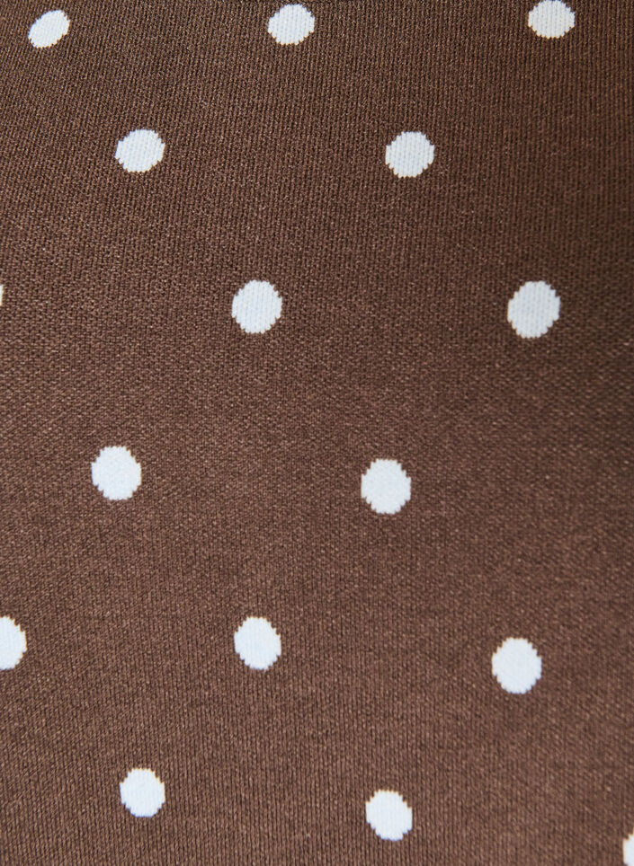 Kortermet strikkebluse med prikker, Brun, Packshot image number 2