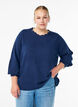 Strikkebluse med b&oslash;lgete kanter, Bl&aring;, Model image number 0