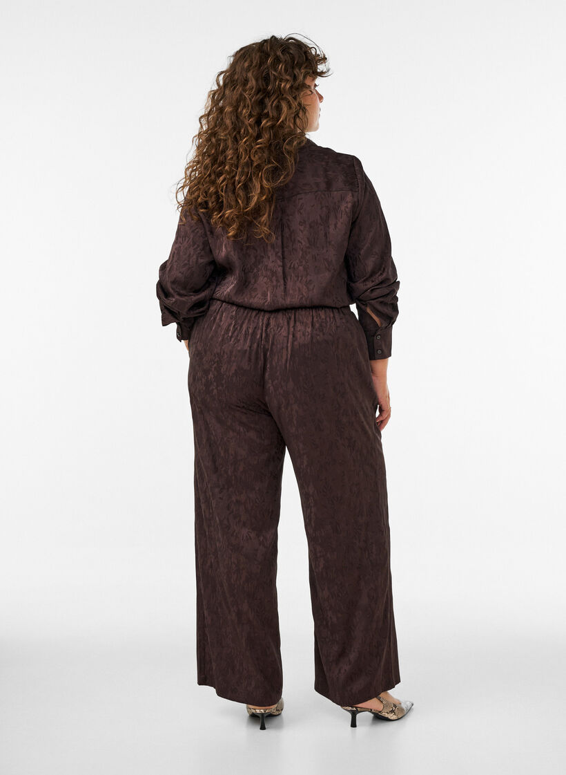 Loose fit bukser med paisleym&oslash;nster og h&oslash;y midje, Brun, Model image number 1