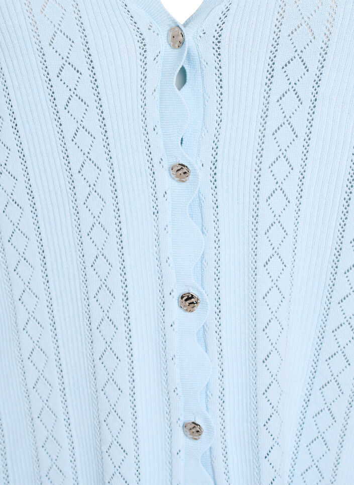 Cardigan med hullbroderi og b&oslash;lgete kanter, Bl&aring;, Packshot image number 2