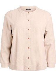 Jersey cardigan med rund hals og knapper, Brown Mélange