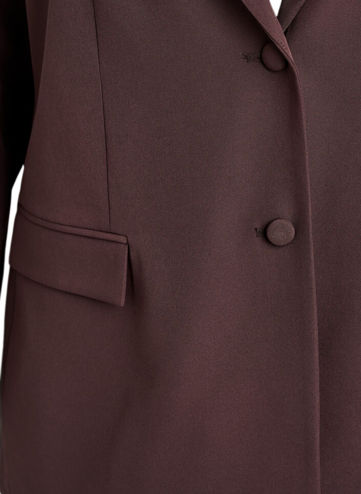 Klassisk blazer med knappelukking, Brun, Packshot image number 2