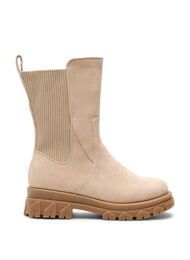 Chunky st&oslash;vel i imitert semsket skinn, Beige