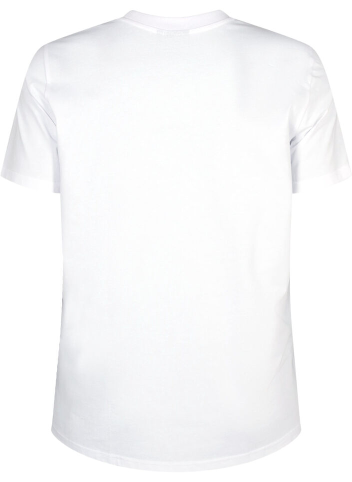 Basic T-skjorte i bomull med rund hals, Hvit, Packshot