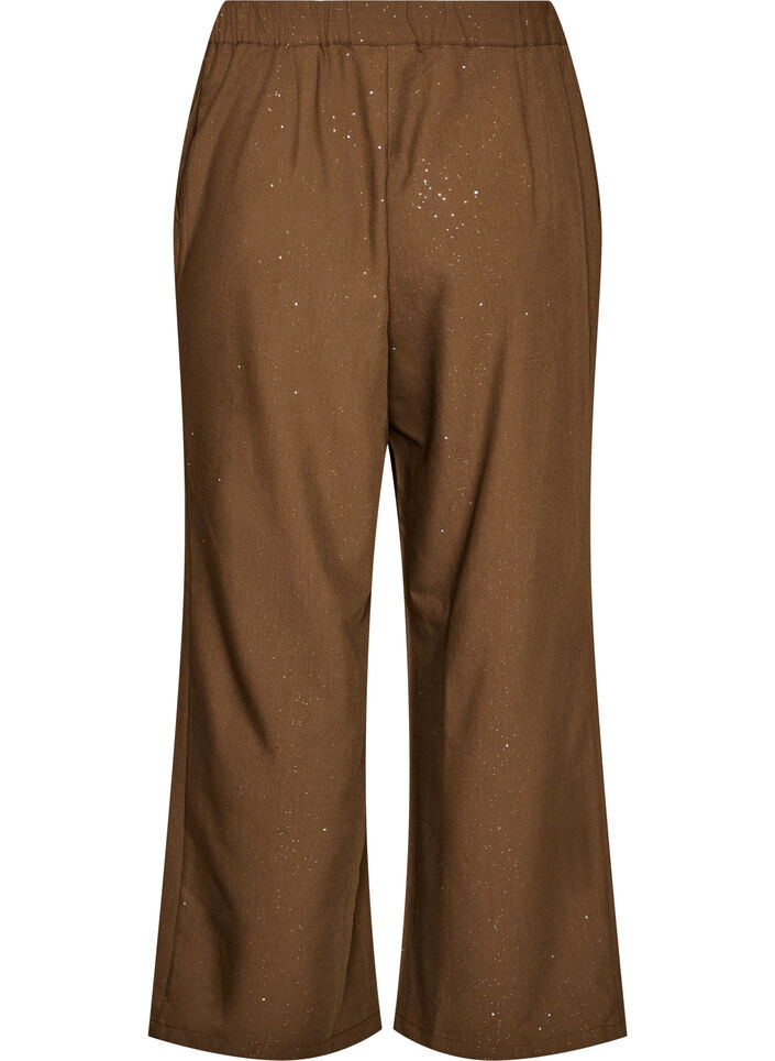 Bukser med glitter og vide ben, Brun, Packshot image number 1
