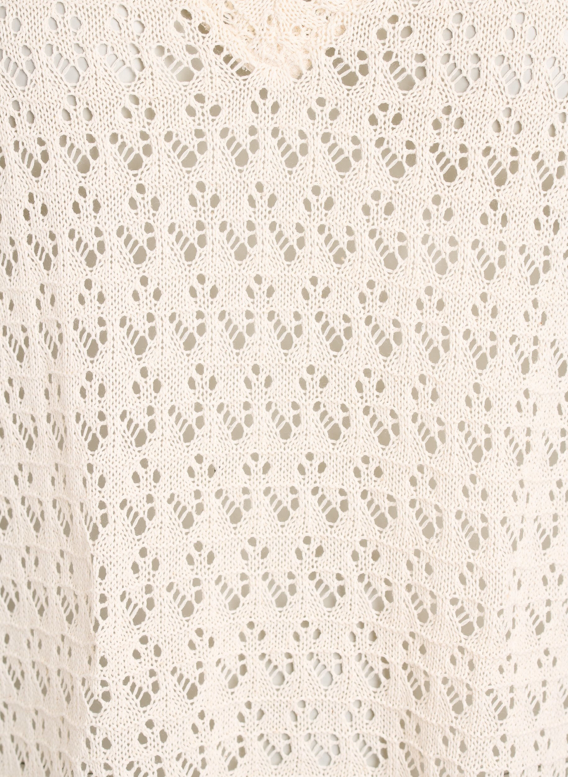 ZizziErmel&oslash;s bluse med hullbroderi og V-hals, Beige, Packshot image number 2