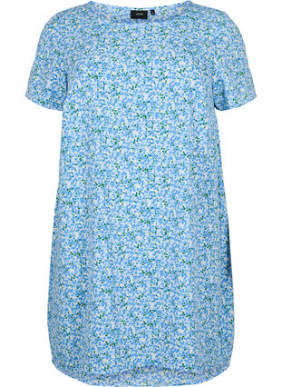 Kjole med korte ermer, Blue Small Flower, Packshot image number 0