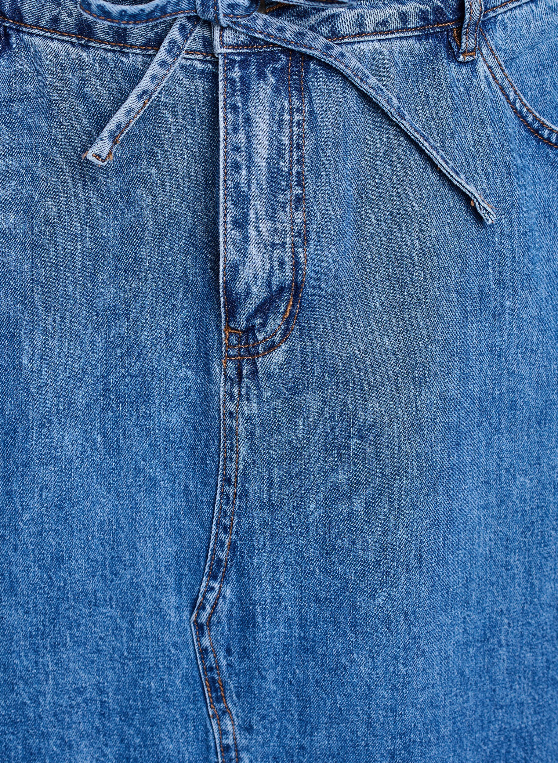 Zizzi Denim maxiskj&oslash;rt med knytebelte, Bl&aring;, Packshot image number 2