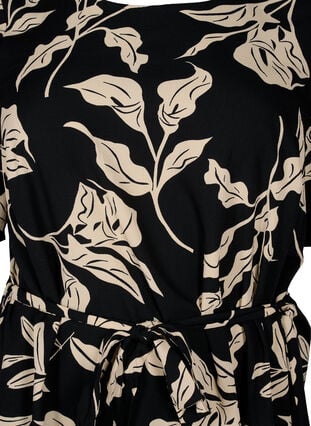FLASH - Kortermet kjole med belte, Black Off White Fl., Packshot image number 2