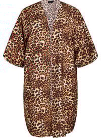 Kimono i viskose med 3/4 ermer, Brun Kimono i viskose med 3/4 ermer