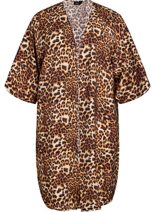 Zizzi Kimono i viskose med 3/4 ermer, Brun, Packshot image number 0