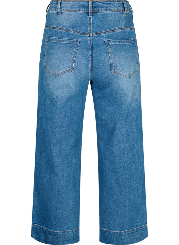 Cropped jeans med vidde, Blå, Packshot image number 1