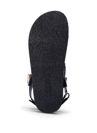 Zizzi Lærsandal med flettede stropper og bred passform, Svart, Packshot image number 5