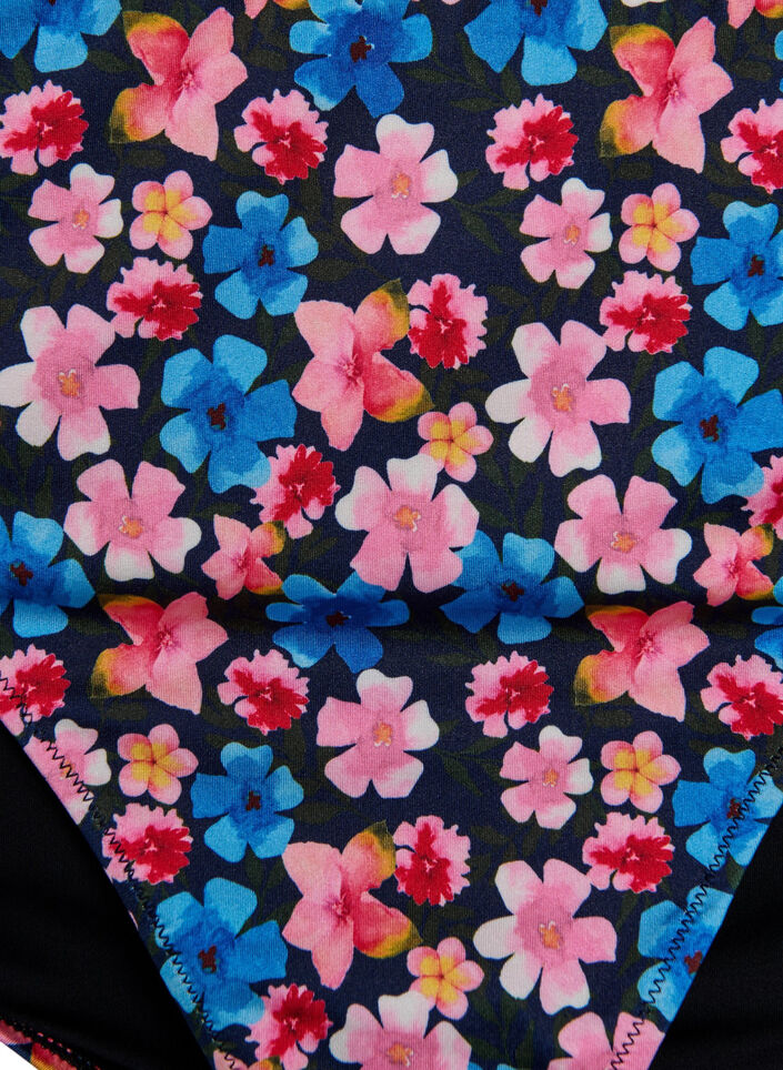 Høy midje bikinitruse med blomstermønster, Rosa, Packshot image number 2