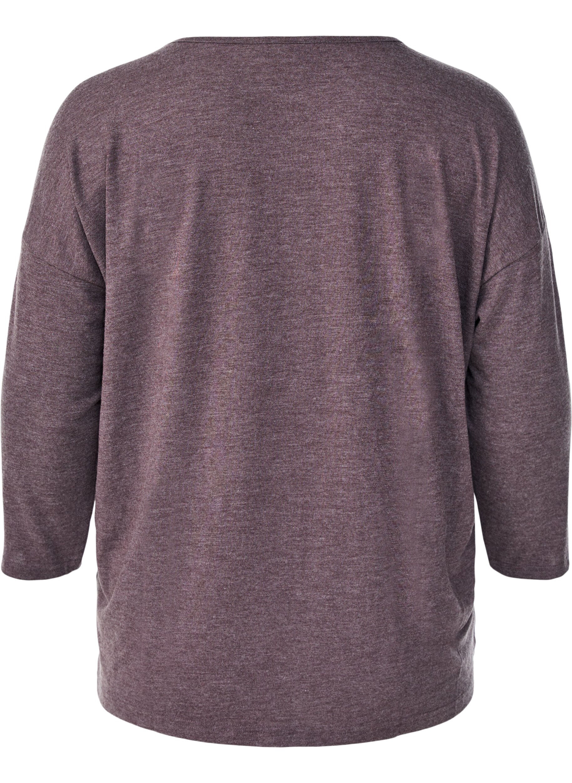 ZizziJersey bluse med 3/4 ermer, Brun, Packshot image number 1
