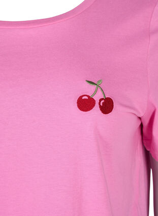 T-skjorte i bomull med broderte kirsebær, Roseb. W. CherryEMB., Packshot image number 2