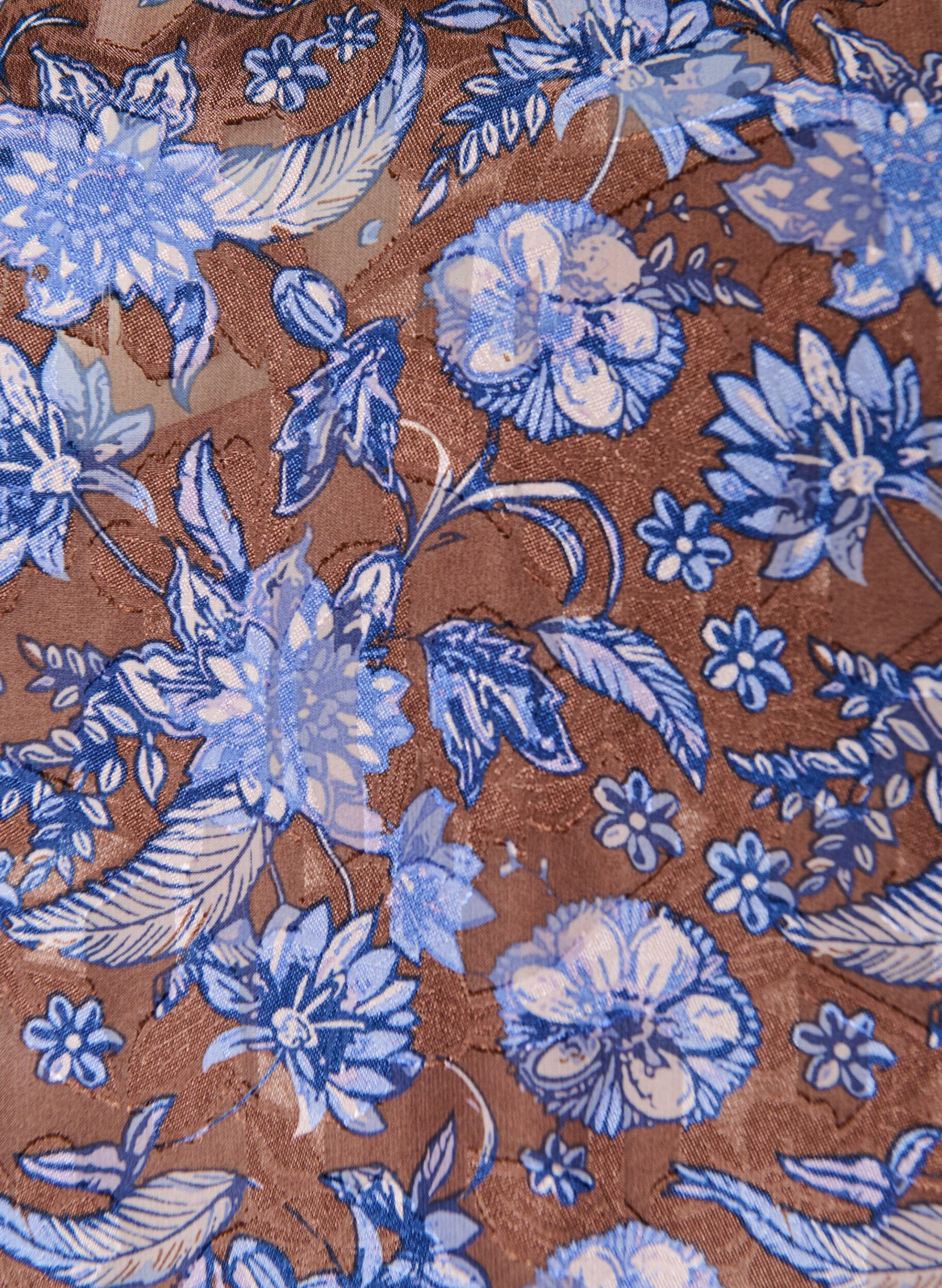 ZizziMidikjole med blomstertrykk og foldet kant, Brun, Packshot image number 2
