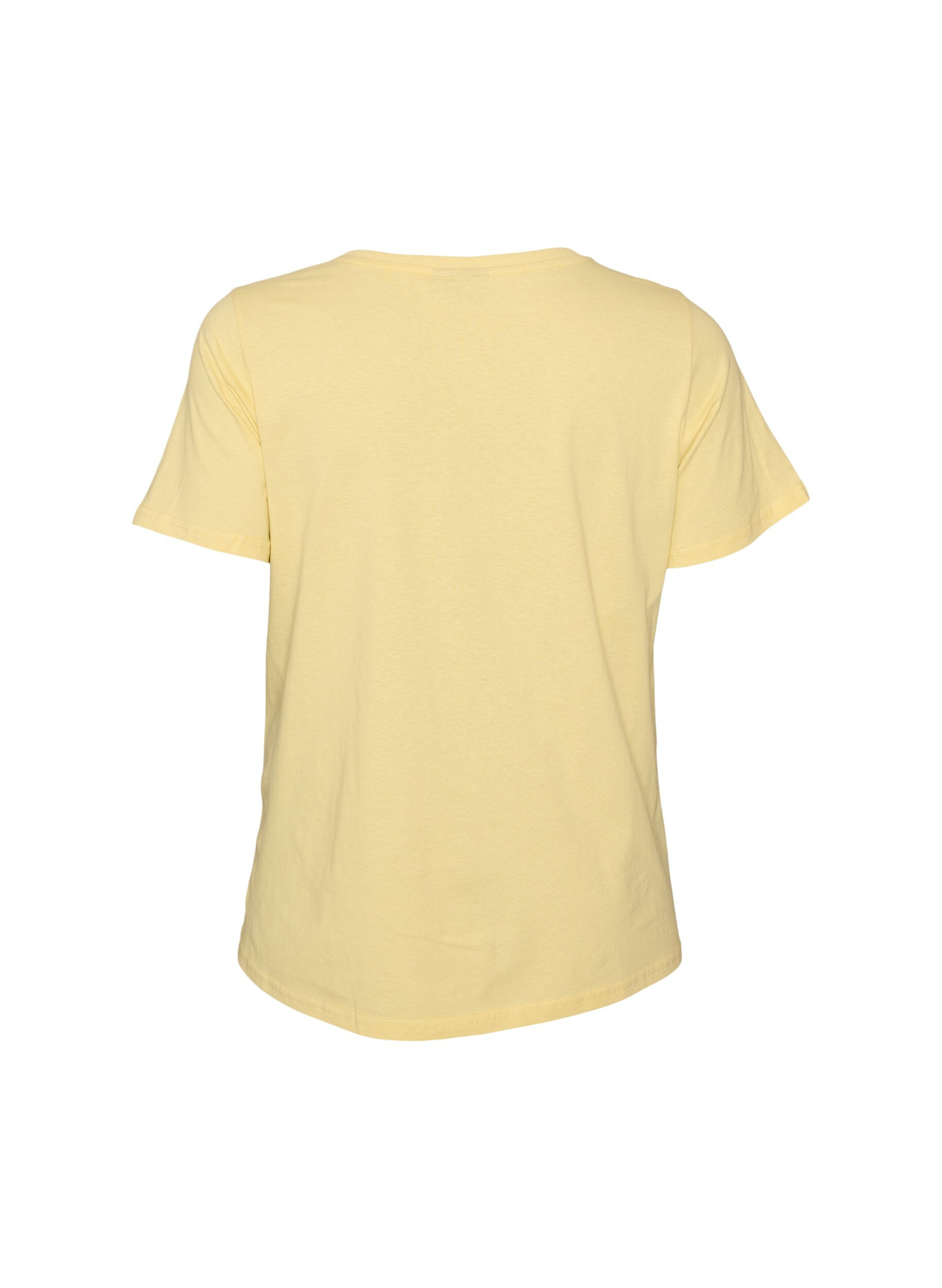 ZizziBomulls T-skjorte med trykk, Gul, Packshot image number 1