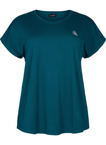 Kortermet trenings-T-skjorte, Deep Teal, Packshot image number 0