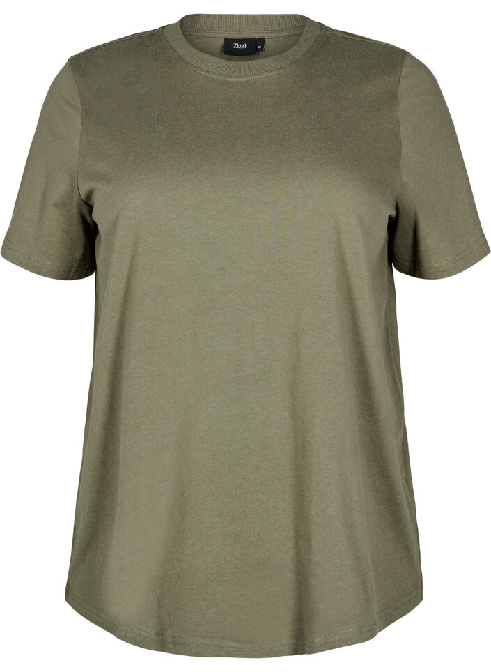 Basic T-skjorte i bomull med rund hals, Gr&oslash;nn, Packshot image number 0