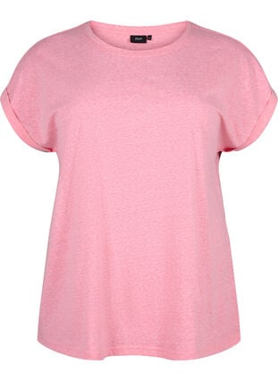 Melert T-skjorte med korte ermer, Strawberry Pink Mel., Packshot image number 0