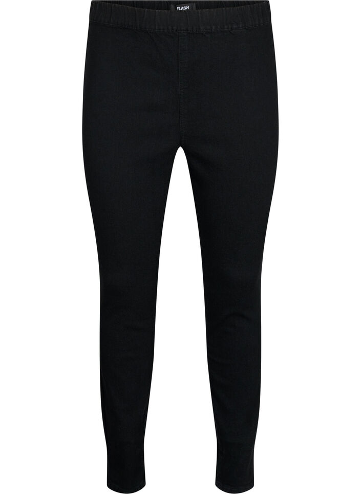 FLASH - Tettsittende jeggings med høyt liv, Black, Packshot image number 0