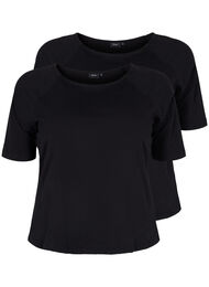 T-skjorte i bomull med 2/4-ermer, 2 stk, Black