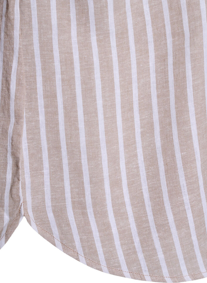Skjorte i lin og viskose med 3/4 ermer, Beige, Packshot image number 3