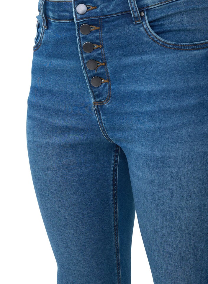 Amy-jeans med høyt liv og knappelukking, Blue Denim, Packshot image number 2
