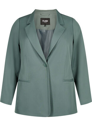 Zizzi FLASH - Enkel blazer med knapp, Grønn, Packshot image number 0