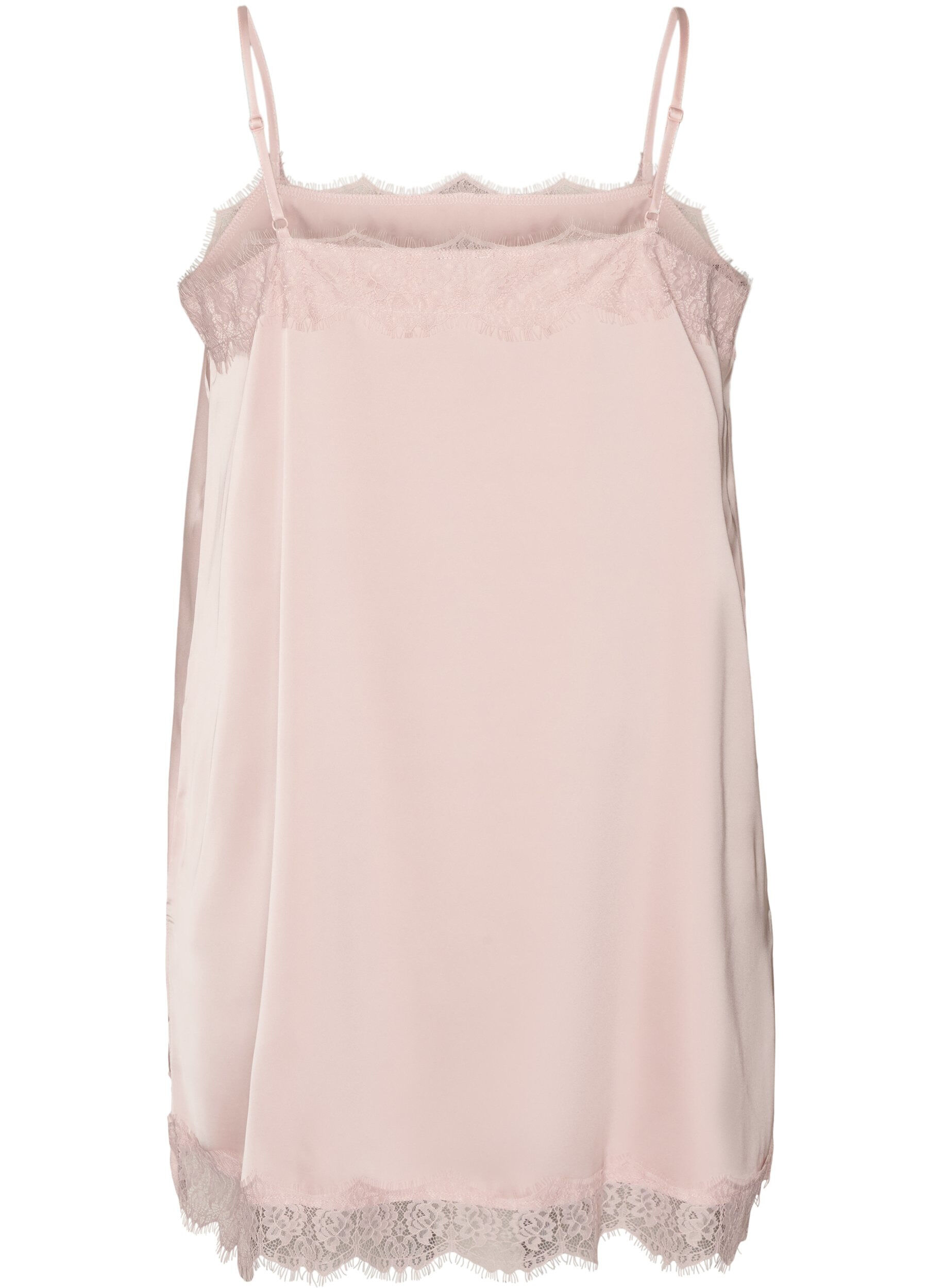 ZizziLang satintopp med blonder i kantene, Rosa, Packshot image number 1