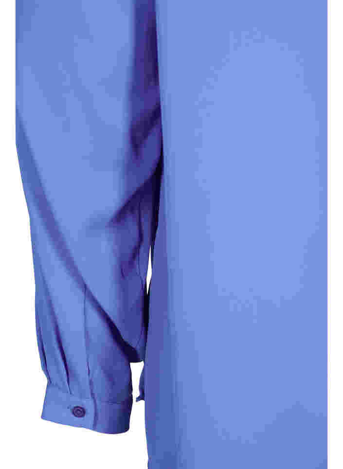 Ensfarget skjorte med V-hals, Ultramarine, Packshot image number 3